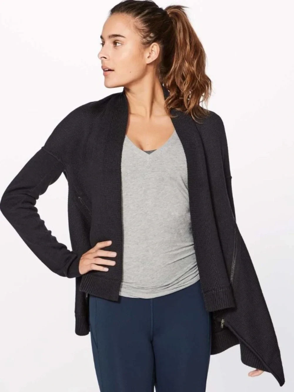 🖤 lululemon Wrap It Up Merino Wool Draped Cardigan Sweater Black Size 2